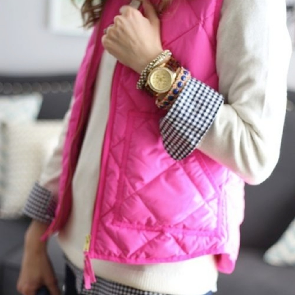 EUC JCrew Hot Pink Puffer Vest